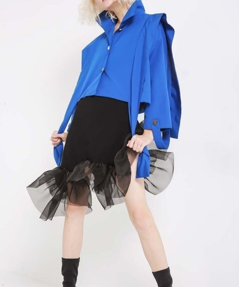 Draped Cutout Shoulder Jacket